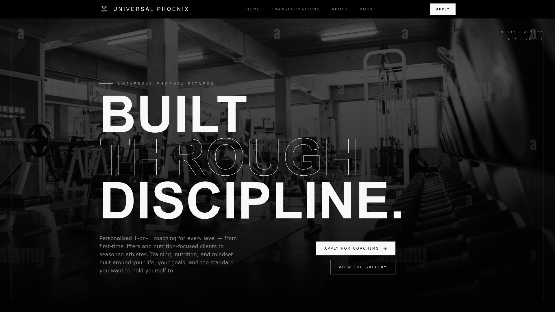 Universal Phoenix coaching website hero